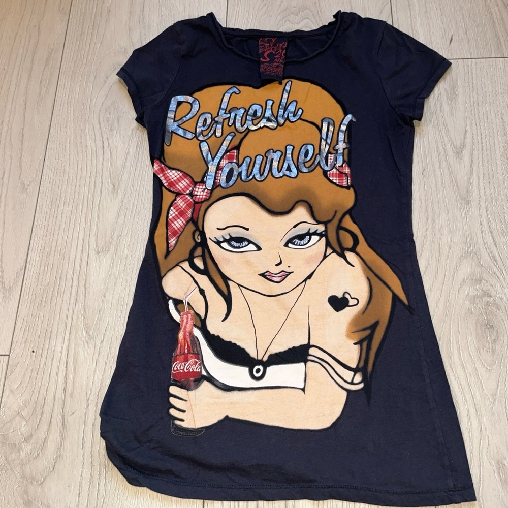 Bershka Coca-Cola S26 Mex Or US 2 Refresh Yourself T-shirt With A Side Tie retro